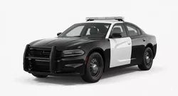 Modern Black and White Police Interceptor Sedan 3D model