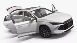 Modern Executive Hybrid Sedan White Rigged for Cinema 4D 3D model