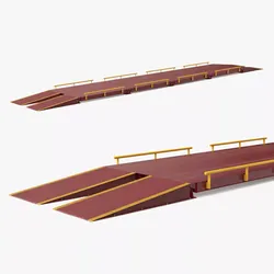 Modular Truck Weighbridge with Steel Ramp Red 3D model