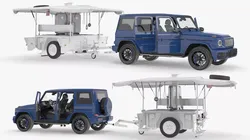 Offroad Utility Vehicle with Field Kitchen Trailer 3D model