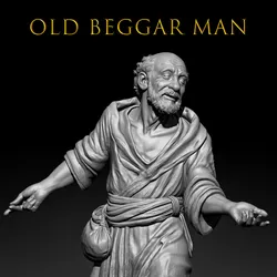 Old Beggar Man Character – Realistic Historical Peasant | 3D Print Model