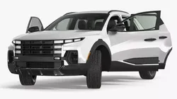Pickup Vehicle Modern Utility White Rigged for Cinema 4D 3D model