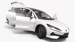 Sleek Electric Fastback White Rigged for Cinema 4D 3D model