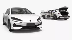 Sleek Electric Fastback White Rigged for Maya 3D model