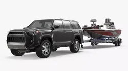 Sport Fishing Boat On Trailer With SUV Red 3D model