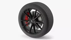 Sport Wheel with Brake Caliper Black Red 3D model