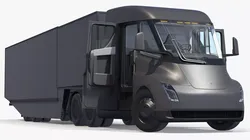 Tesla Semi Heavy Duty Truck with Freight Trailer Rigged 3D model