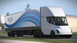 Tesla Semi Truck with Branded Trailer White Rigged 3D model