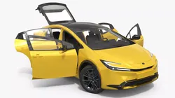 Toyota Prius Modern Hatchback 2025 Yellow Rigged for Cinema 4D 3D model