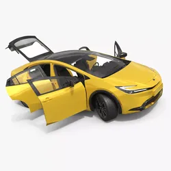 Toyota Prius Modern Hatchback 2025 Yellow Rigged for Maya 3D model