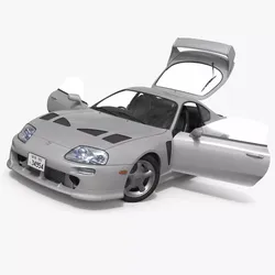 Toyota Supra 3000GT TRD Aero Coupe Silver Rigged 3D model