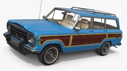 Vintage Family Station Wagon Blue 3D model
