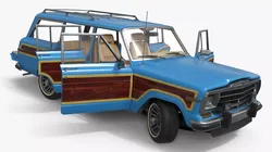 Vintage Family Station Wagon Blue Rigged for Maya 3D model