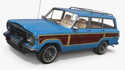Vintage Family Station Wagon Blue Simplified 3D model