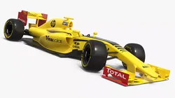 Yellow Formula One Car with Black Aero Trim Rigged for Cinema 4D 3D model