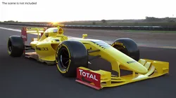 Yellow Formula One Car with Black Aero Trim Rigged for Cinema 4D 3D model