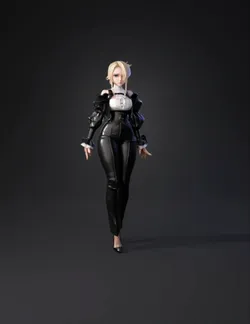 anime style maid character wearing a black Victorian inspired outfit w
