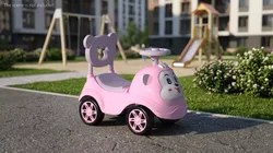 Baby Push Car with Steering Wheel Pink 3D model