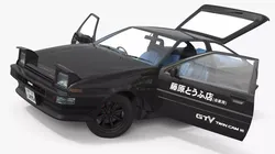 Black Toyota AE86 Trueno Rigged for Cinema 4D 3D model
