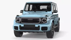 Blue Luxury Electric Off Road SUV Rigged for Cinema 4D 3D model