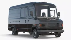 Cargo Freight Passenger Van with Side Windows Black 3D model
