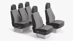 Commercial Van Seat Set with Headrests Gray Black 3D model