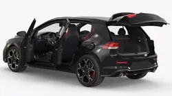 Compact Turbo Hatchback Car Black Rigged 3D model