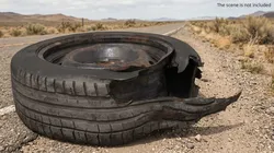 Damaged Steel Rim with Torn Tire Black Used 3D model
