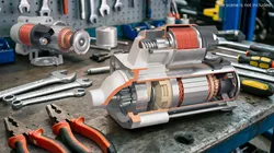 DC Cutaway Starter Motor with Housing 3D model