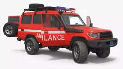 Emergency Ambulance Off Road Vehicle Red Rigged 3D model
