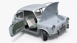 Fiat 600 Retro Coupe Light Blue Rigged for Cinema 4D 3D model