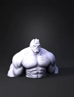 green muscular humanoid torso with textured skin