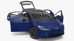 Hybrid Liftback Sedan Blue Rigged for Cinema 4D 3D model