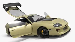Low Stance Coupe Carbon Detail Drift Style Rigged for Cinema 4D 3D model