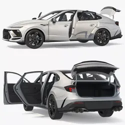 Luxury Passenger Sedan Car White Rigged 3D model