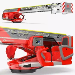 Magirus M32L AS Folded Turntable Ladder 3D model