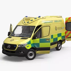 Mercedes Benz Sprinter Emergency Ambulance Rigged 3D model