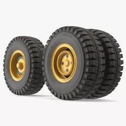 Mining Haul Truck Wheel Set with Two Tires 3D model