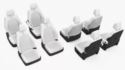Modern Auto Seats with Integrated Headrests Set 3D model