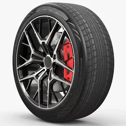 Modern Car Alloy Rim Multi Spoke Silver 3D model