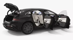 Modern Electric Fastback Sedan Black Rigged for Cinema 4D 3D model
