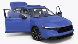 Modern Premium Sedan Car with Sunroof Blue Rigged for Maya 3D model