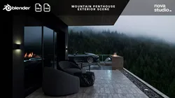 Mountain Penthouse Exterior Scene Project File Blend FBX OBJ 3D model