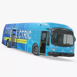 Proterra ZX5 Battery Electric Bus Blue Rigged for Maya 3D model