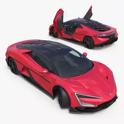 Red Supercar BYD Yangwang U9 Rigged for Maya 3D model