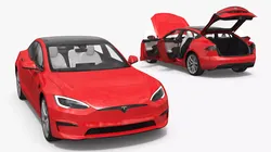 Tesla Model S Electric Sedan Red Rigged for Maya 3D model