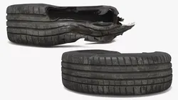 Torn Car Tire Black Used 3D model