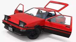 Toyota Sprinter Trueno AE86 Red Rigged for Cinema 4D 3D model