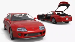 Toyota Supra Mk4 Turbo Coupe Red Rigged for Cinema 4D 3D model