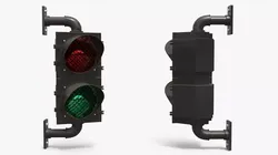 Urban Traffic Light with Dual Signals Black 3D model